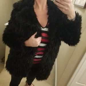 FAUX RUR JACKET BLACK / SM